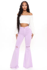 Mystery Solved Extreme Bell Bottom Jeans - Lavender Ins Street