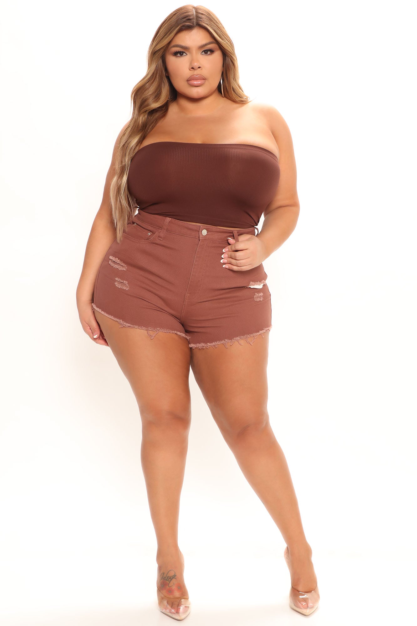 Cancun Cut Off Denim Shorts - Brown Ins Street