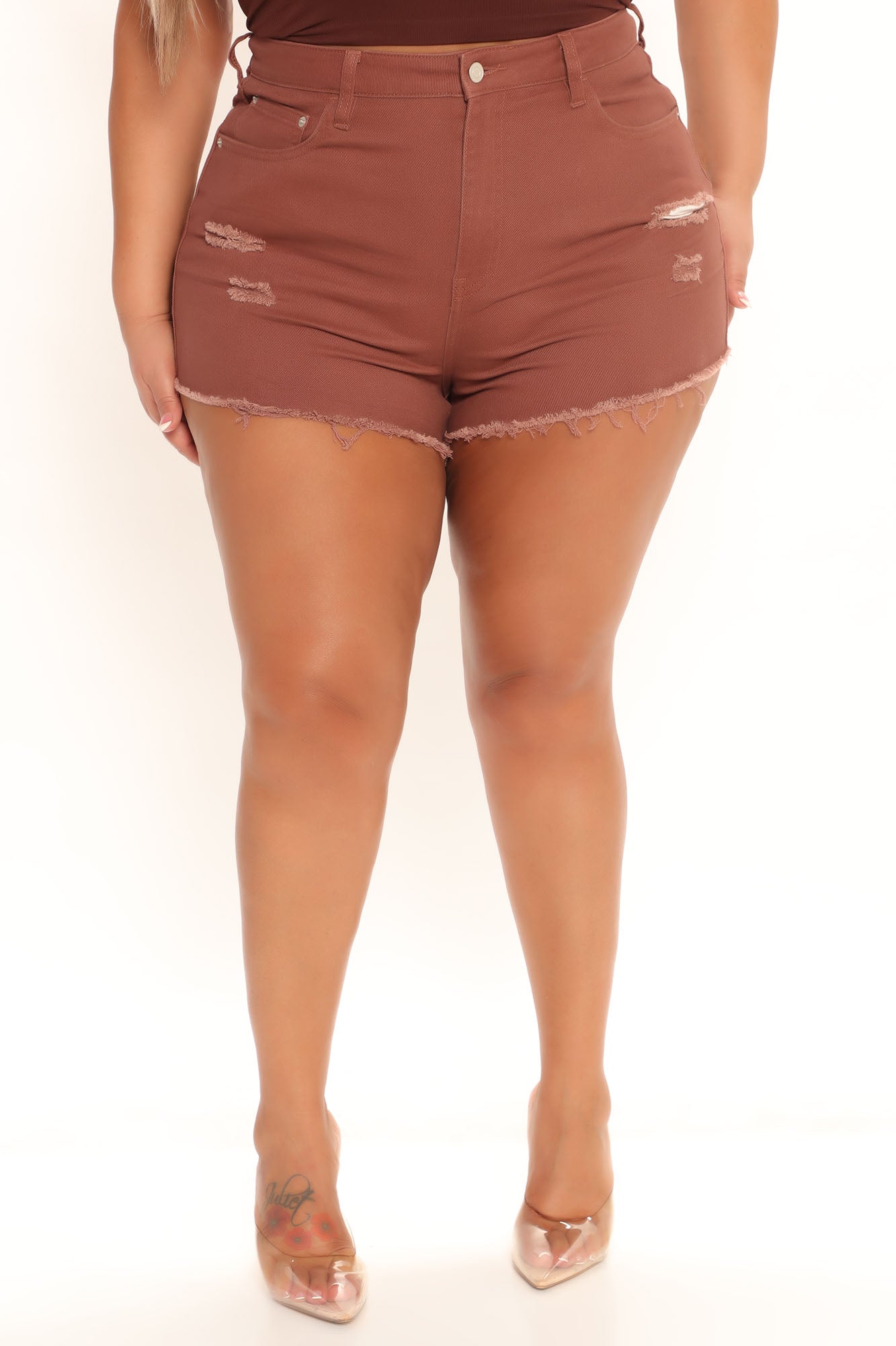 Cancun Cut Off Denim Shorts - Brown Ins Street