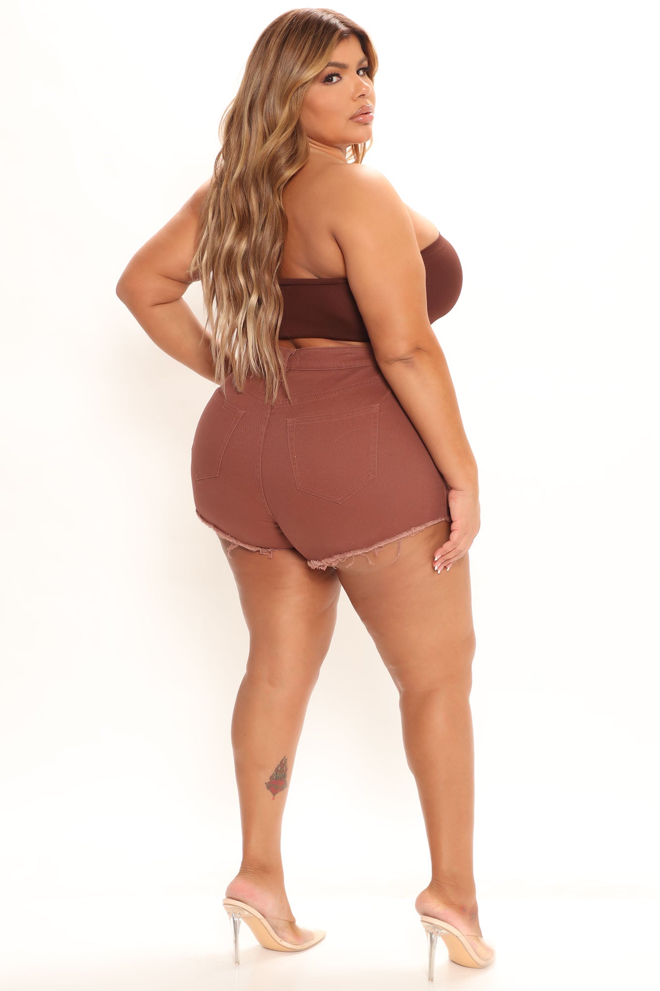 Cancun Cut Off Denim Shorts - Brown Ins Street