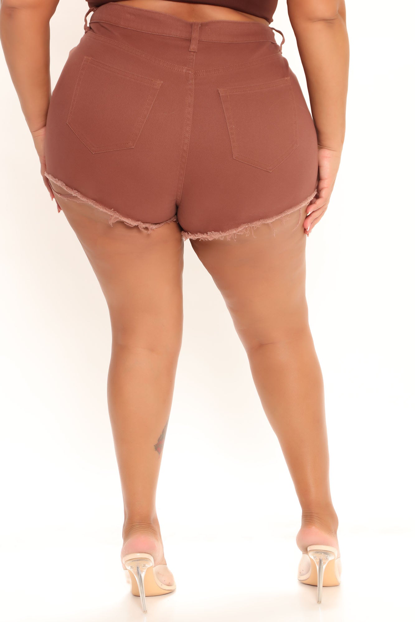 Cancun Cut Off Denim Shorts - Brown Ins Street