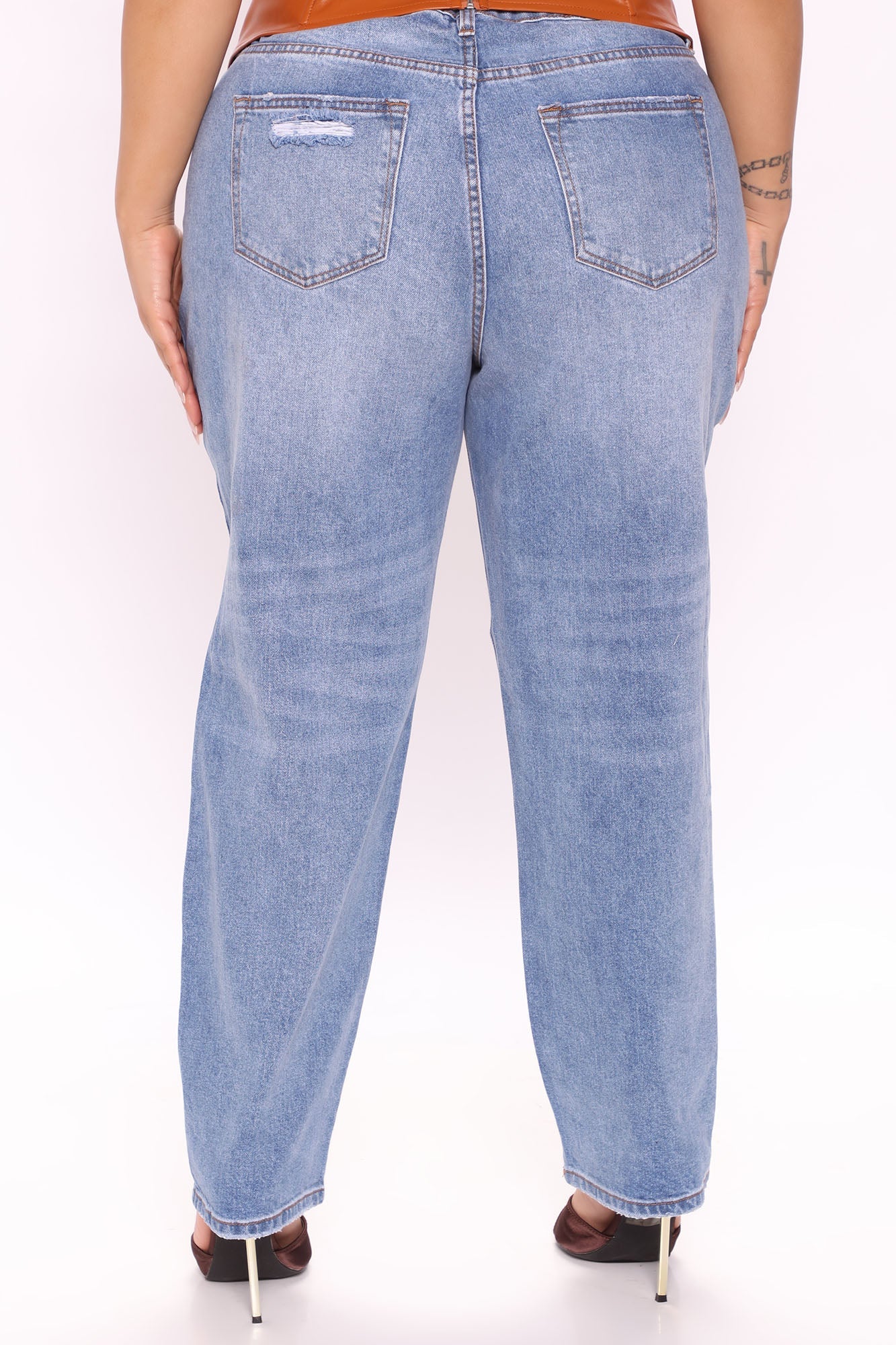 Stole His Heart Ripped Boyfriend Jeans - Medium Blue Wash Ins Street