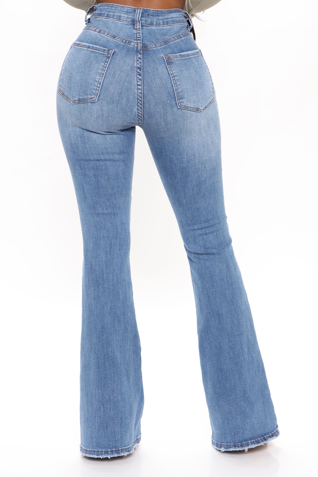 New York City Mid Rise Flare Jeans - Medium Blue Wash Ins Street