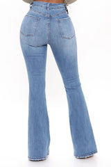 New York City Mid Rise Flare Jeans - Medium Blue Wash Ins Street