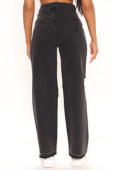 Oh So Cool Ripped Wide Leg Jeans - Black Ins Street