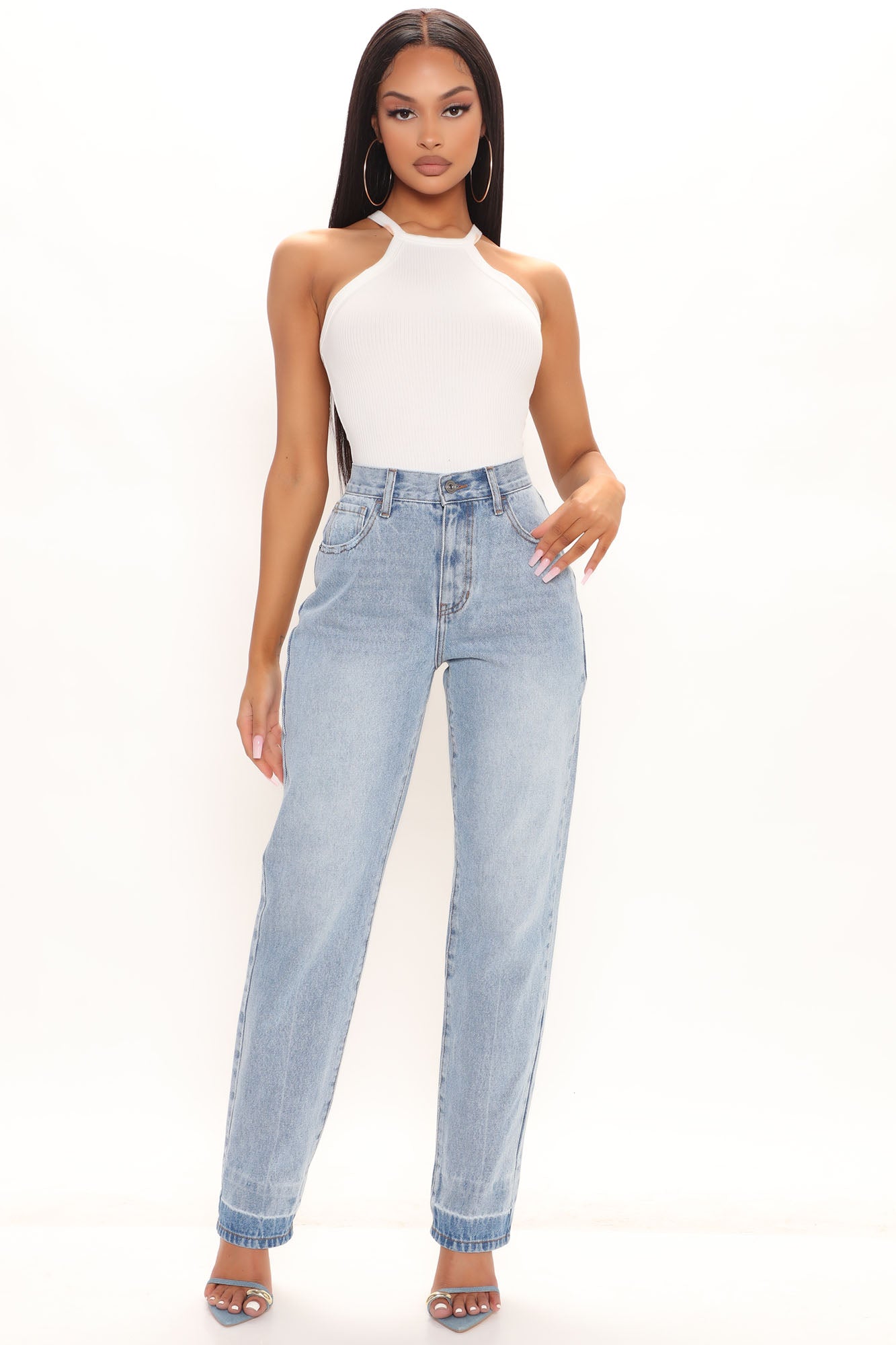 Like What You See Straight Leg Jeans - Light Blue Wash Ins Street