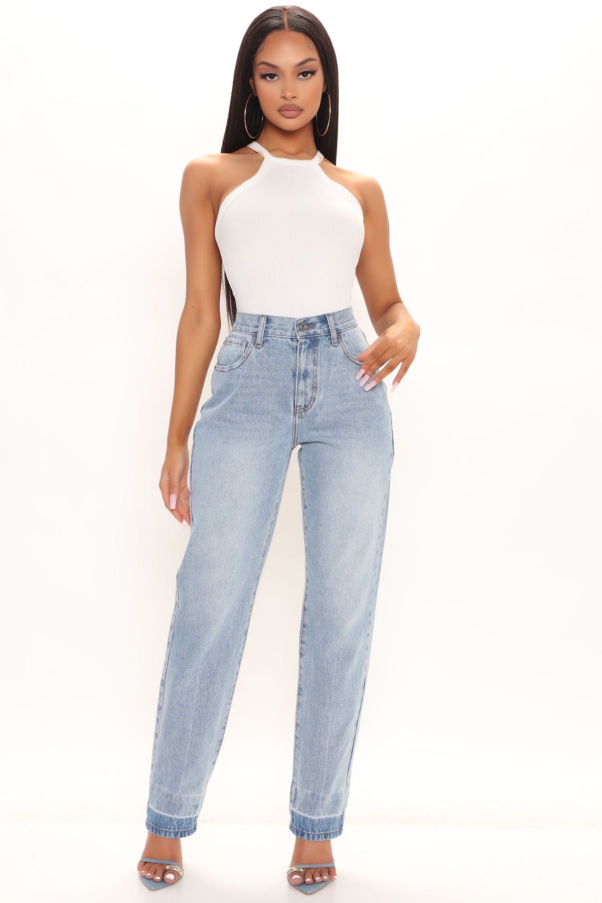 Like What You See Straight Leg Jeans - Light Blue Wash Ins Street