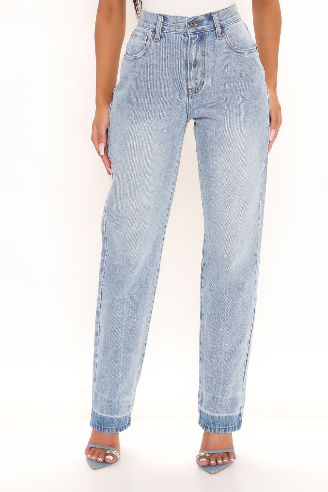Like What You See Straight Leg Jeans - Light Blue Wash Ins Street