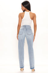 Like What You See Straight Leg Jeans - Light Blue Wash Ins Street