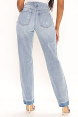Like What You See Straight Leg Jeans - Light Blue Wash Ins Street