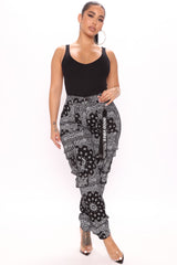Roadtripper Printed Denim Joggers - Black Ins Street