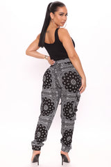 Roadtripper Printed Denim Joggers - Black Ins Street