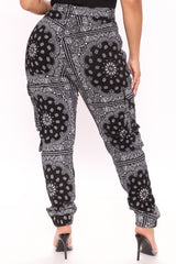 Roadtripper Printed Denim Joggers - Black Ins Street