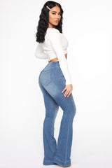 Start Something Mid Rise Flare Jeans - LightWash Ins Street