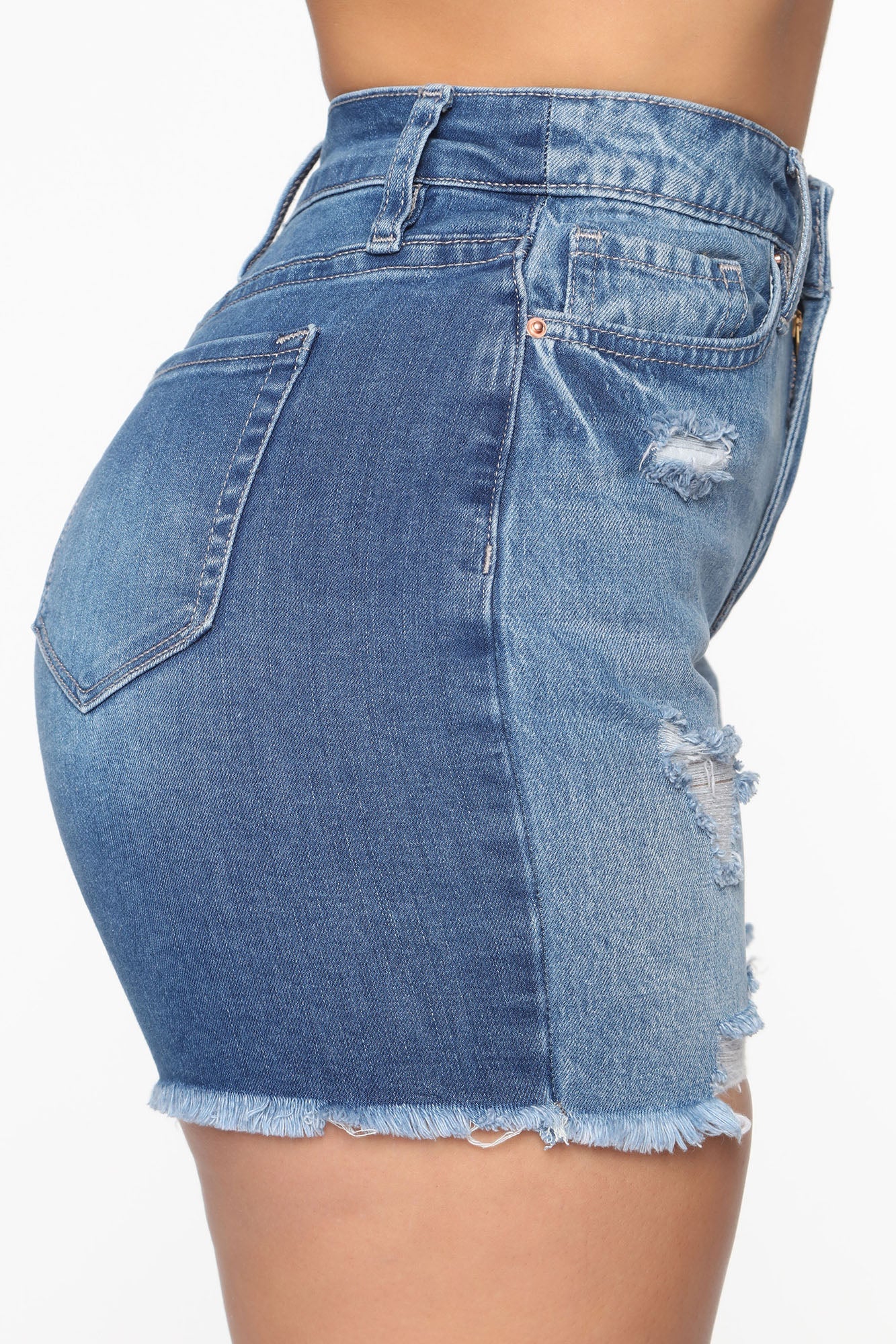 The Mixer Distressed Denim Shorts - Light Blue Wash Ins Street