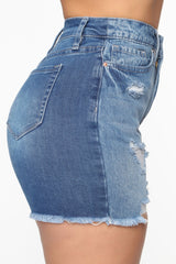 The Mixer Distressed Denim Shorts - Light Blue Wash Ins Street