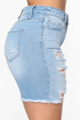 The Mixer Distressed Denim Bermudas - Light Blue Wash Ins Street