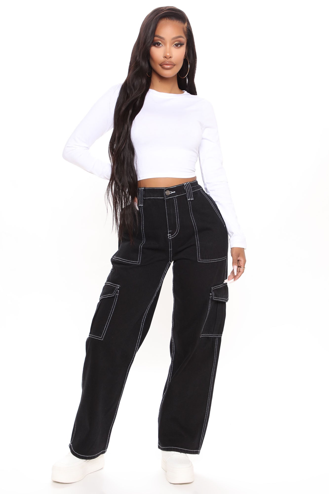 Give Me A Break Cargo Carpenter Jeans Shorter Length - Black Ins Street