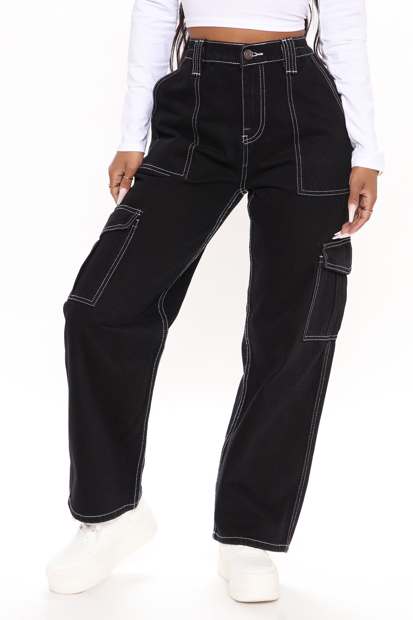 Give Me A Break Cargo Carpenter Jeans Shorter Length - Black Ins Street