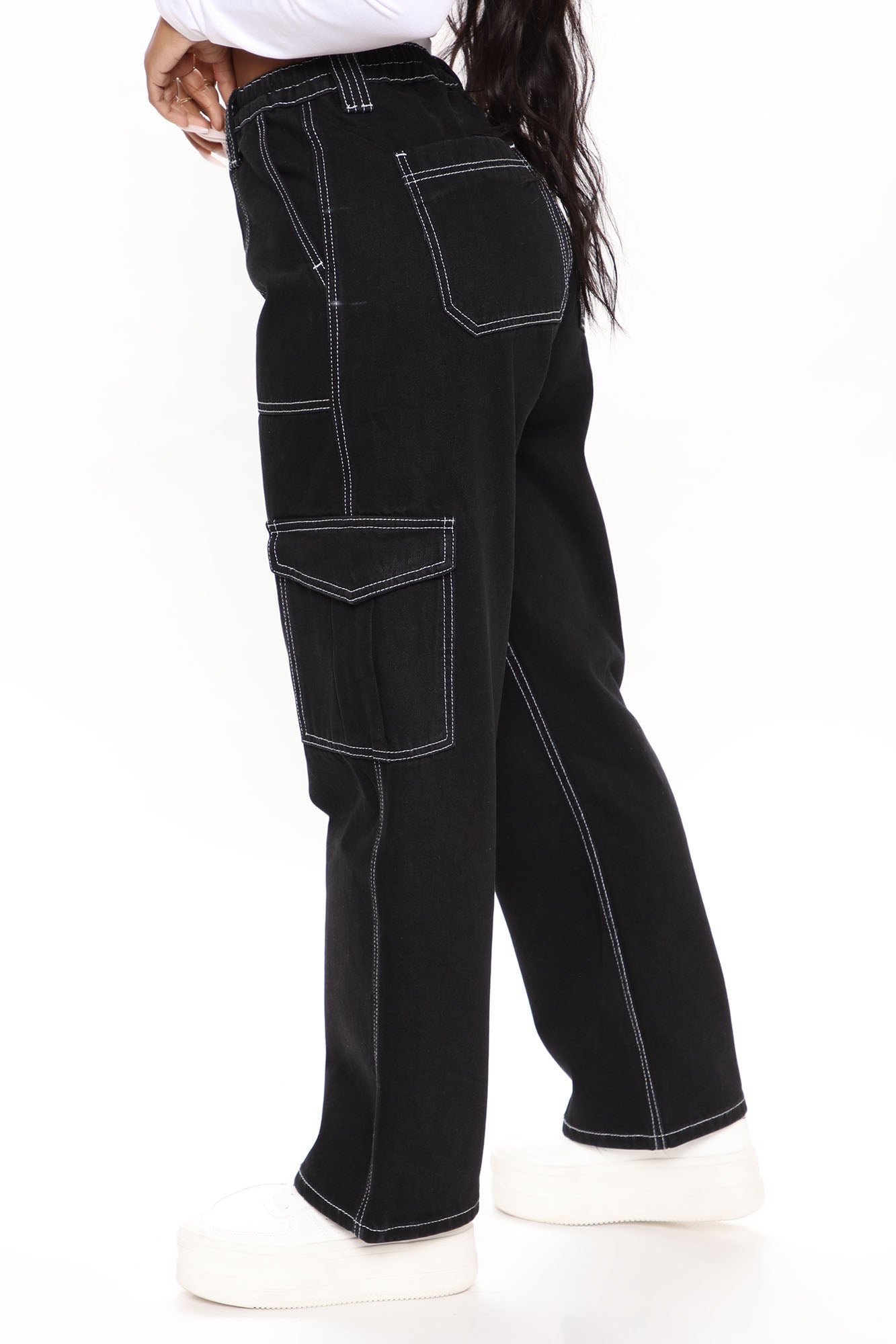Give Me A Break Cargo Carpenter Jeans Shorter Length - Black Ins Street