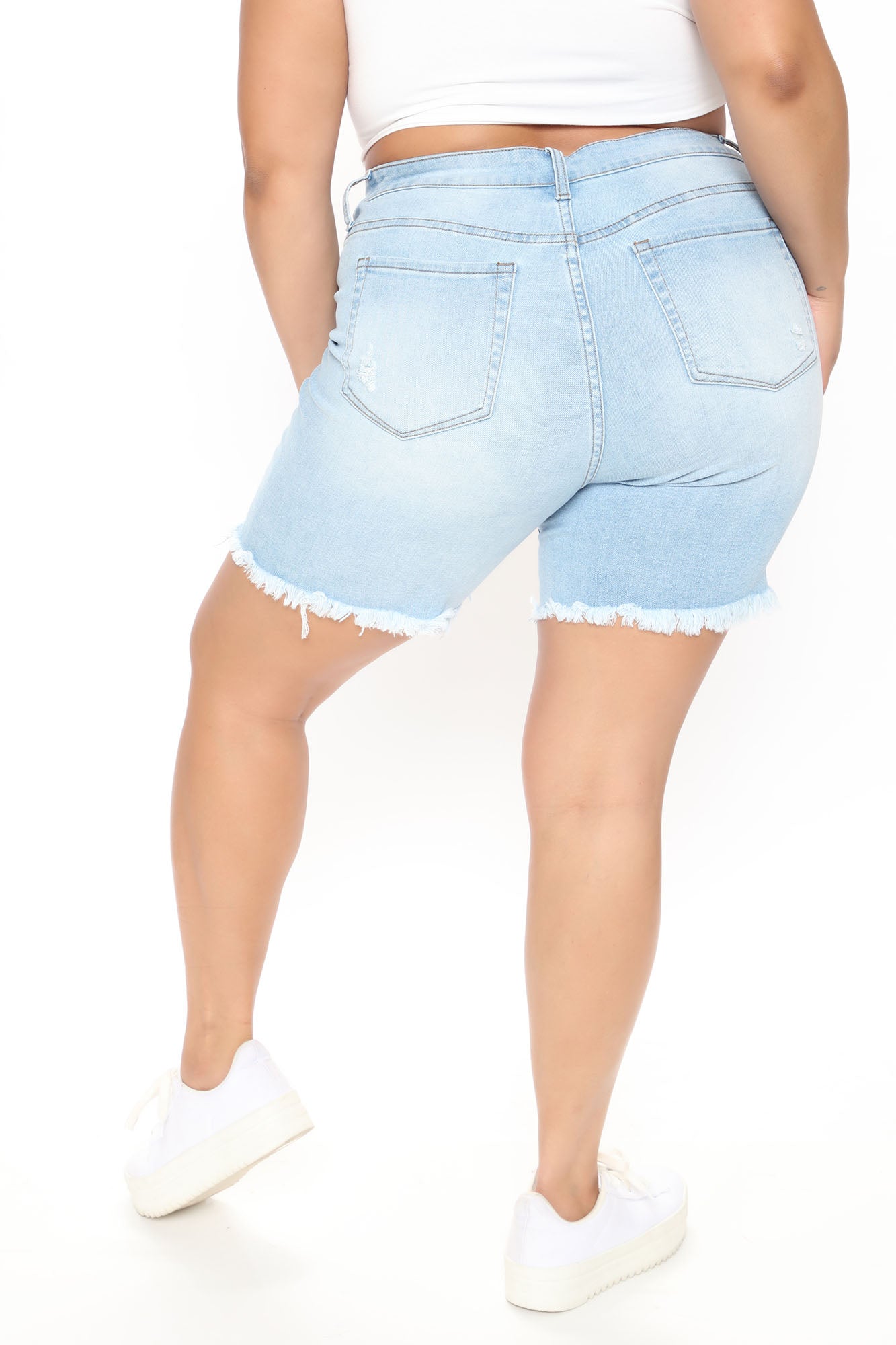 The Mixer Distressed Denim Bermudas - Light Blue Wash Ins Street