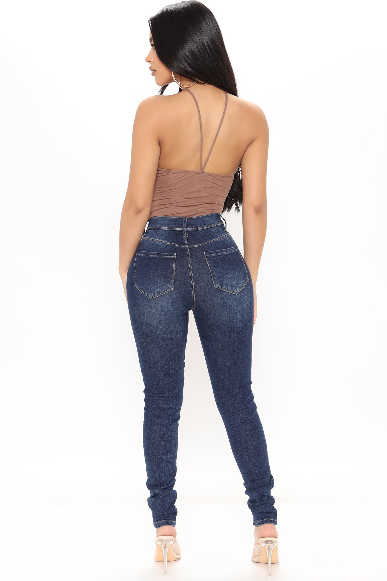 Meet Me Slimming High Rise Skinny Jeans - Dark Wash Ins Street