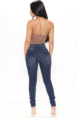 Meet Me Slimming High Rise Skinny Jeans - Dark Wash Ins Street