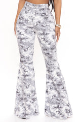 Watch The Venom Snake Print Flare Jeans - Grey/combo Ins Street