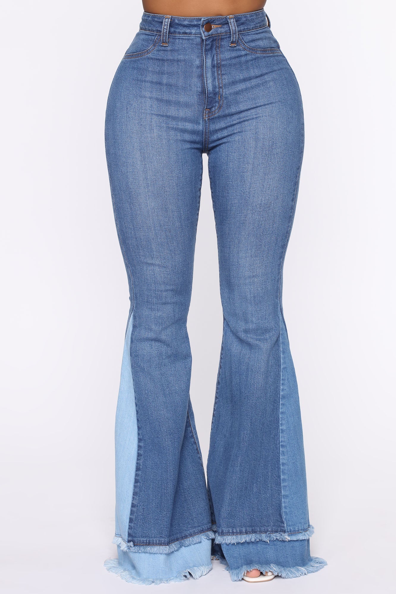 Only The Best Vibes Bell Bottom Jeans - Medium Blue Wash Ins Street