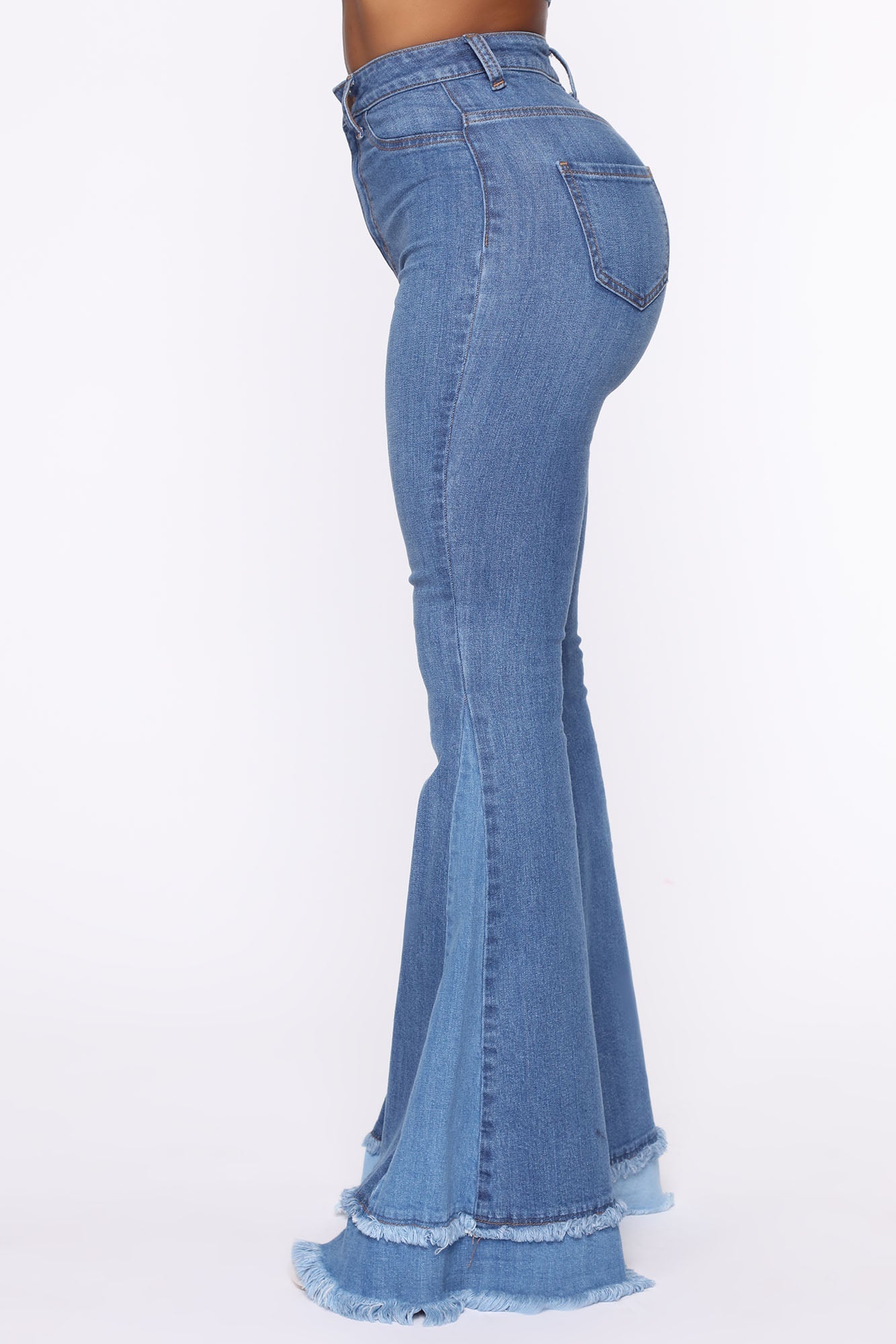 Only The Best Vibes Bell Bottom Jeans - Medium Blue Wash Ins Street