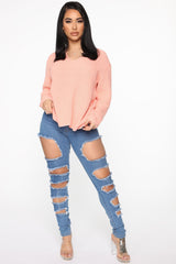 Around The Block Distressed Skinny Jeans - Medium Blue Wash Ins Street