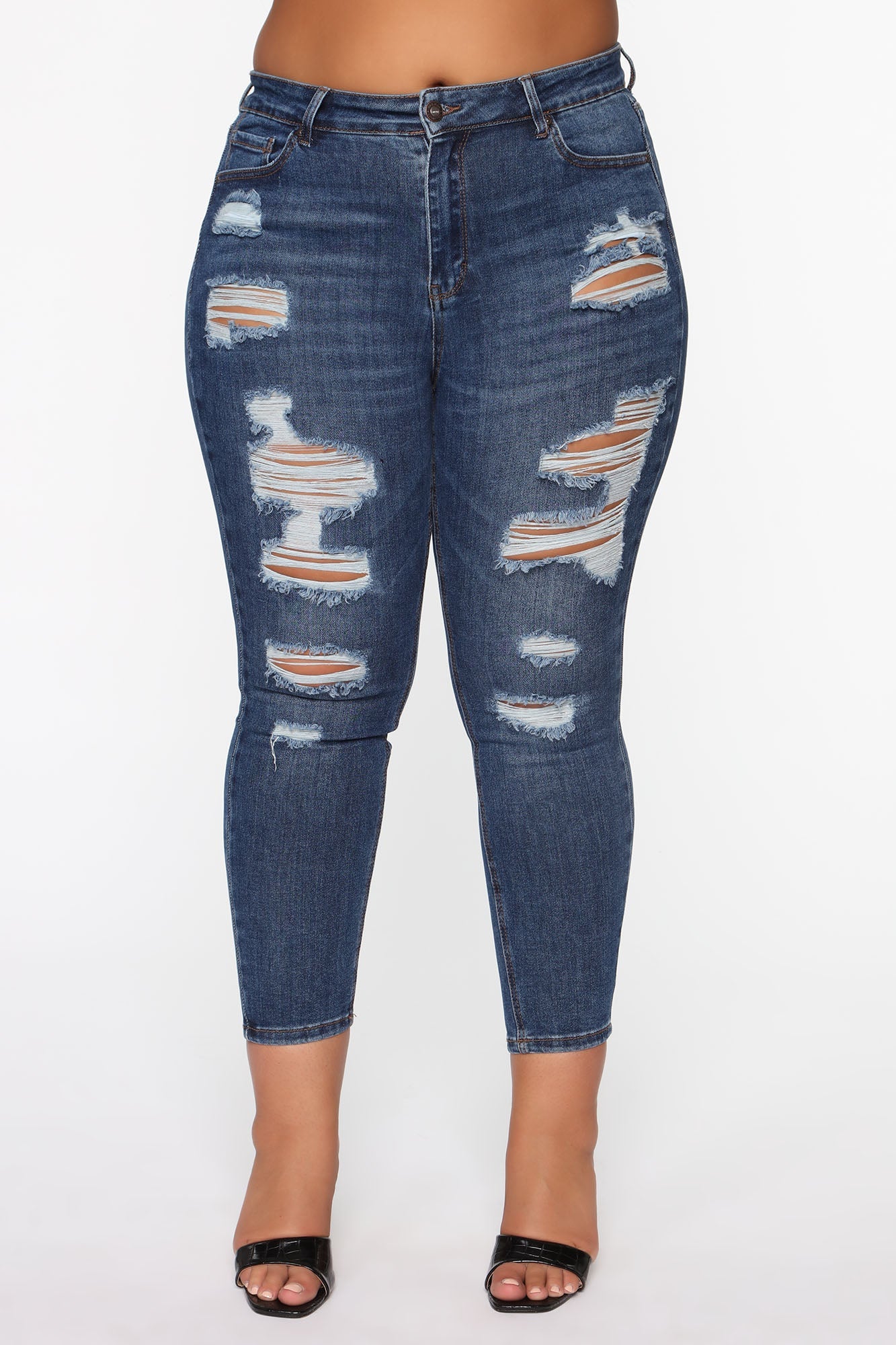 The Comeback Destructed Skinny Jeans - Dark Denim Ins Street