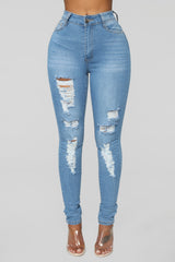 Fantasea Nights High Rise Jeans - Light Blue Ins Street