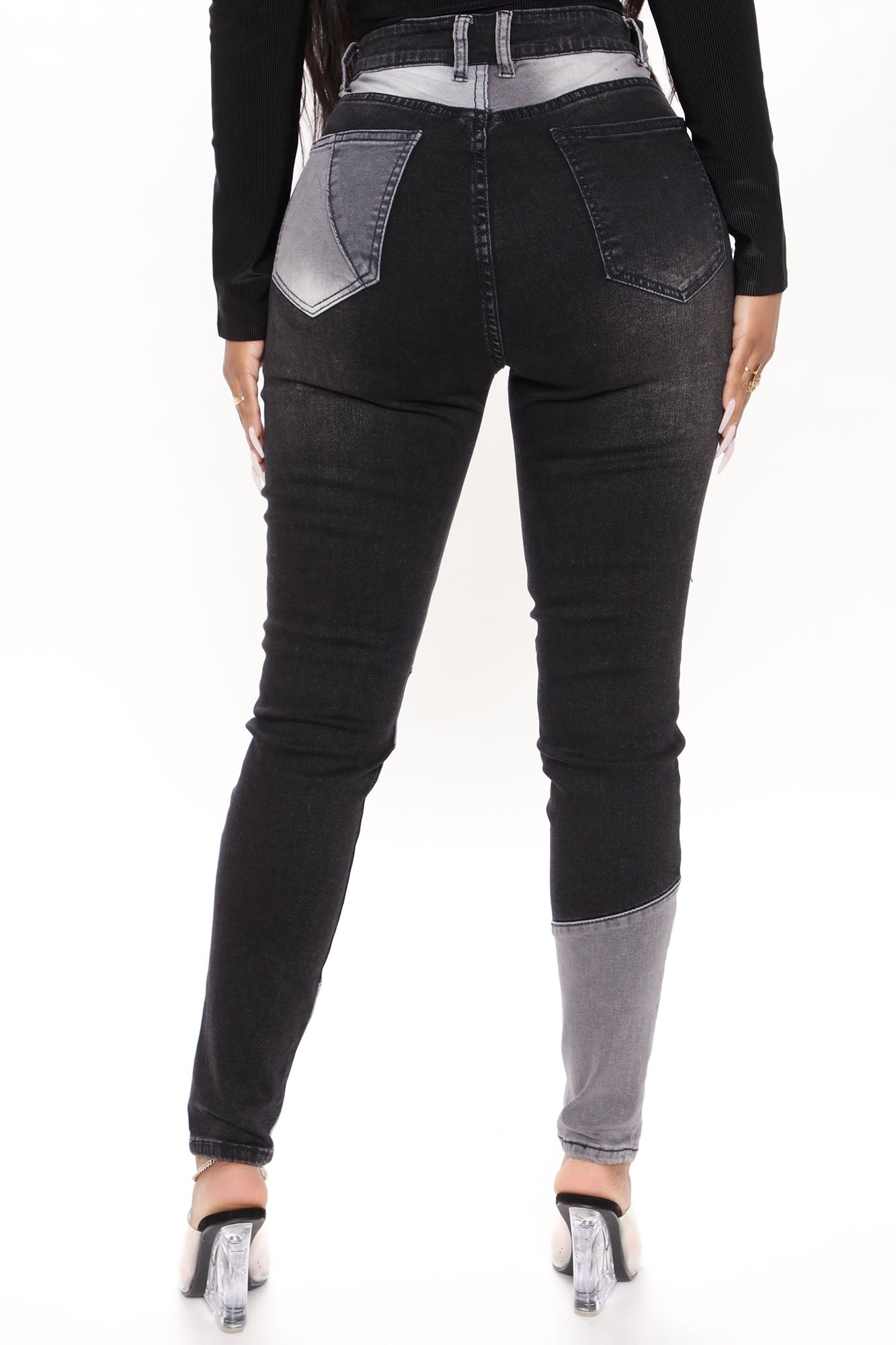 All Fixed Up Patchwork Skinny Jeans - Black/combo Ins Street