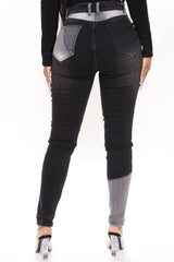 All Fixed Up Patchwork Skinny Jeans - Black/combo Ins Street