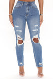 Take It To The Bank Mom Jeans - Medium Blue Wash Ins Street