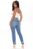 Take It To The Bank Mom Jeans - Medium Blue Wash Ins Street