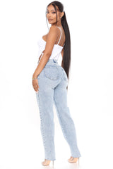 Took Him By Surprise Slim Fit Boyfriend Jeans - Light Blue Wash Ins Street