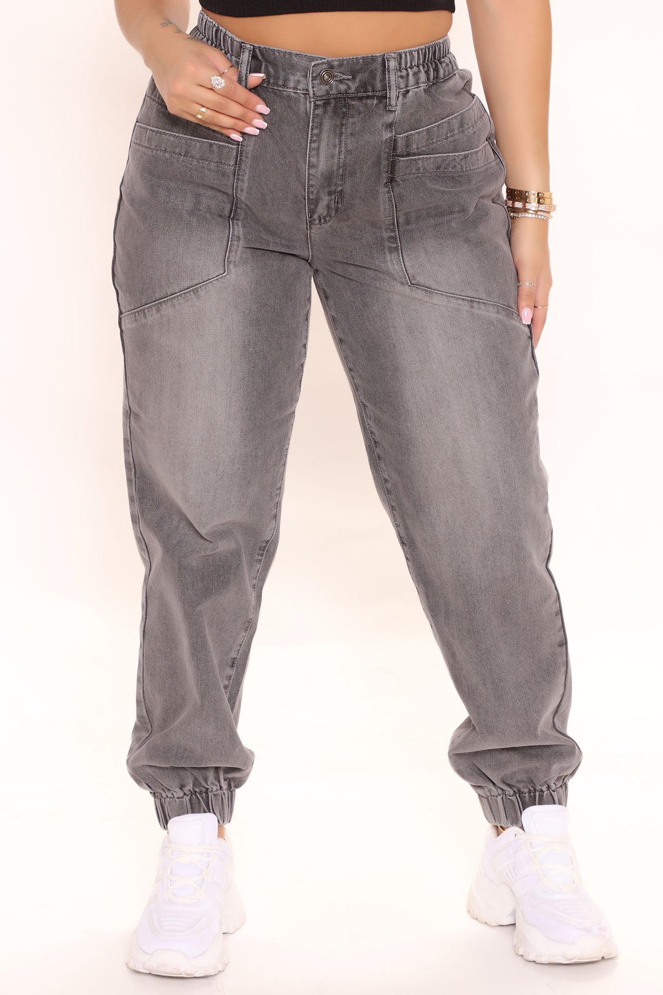 Relaxed Loose Fit Jogger Jeans - Grey Ins Street