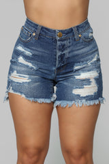 Right Of Passage Distressed Bermuda Shorts - Medium Wash Ins Street