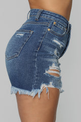 Right Of Passage Distressed Bermuda Shorts - Medium Wash Ins Street