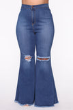 Mystery Solved Extreme Bell Bottom Jeans - Medium Blue Wash Ins Street
