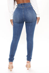 Memphis Exposed Button Skinny Jeans - Medium Blue Wash Ins Street