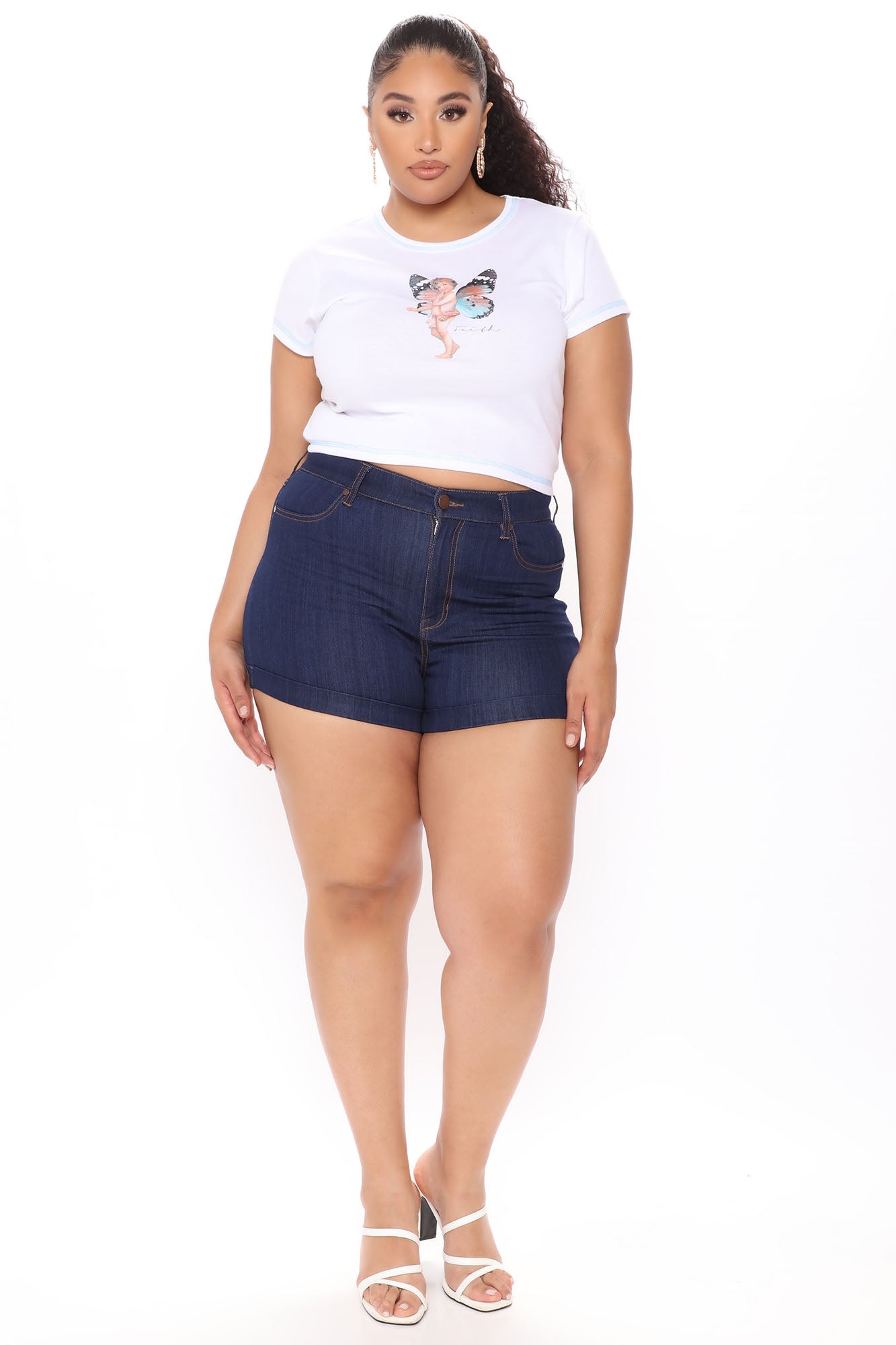 Take A Chance Super Stretch Denim Shorts - Dark Wash Ins Street