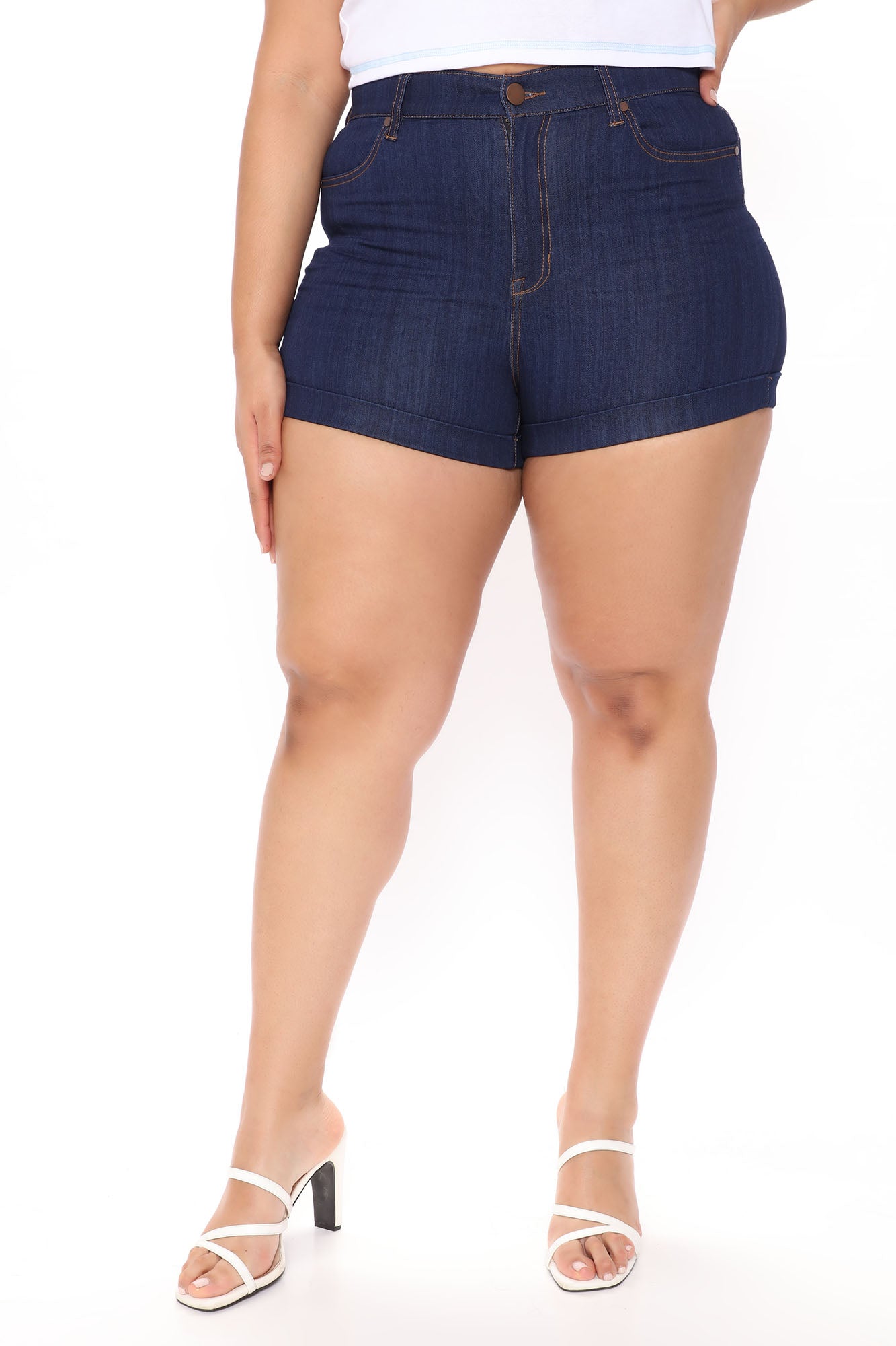 Take A Chance Super Stretch Denim Shorts - Dark Wash Ins Street