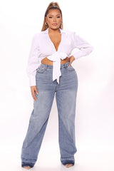 Be Free Release Hem Straight Leg Jeans - Medium Blue Wash Ins Street