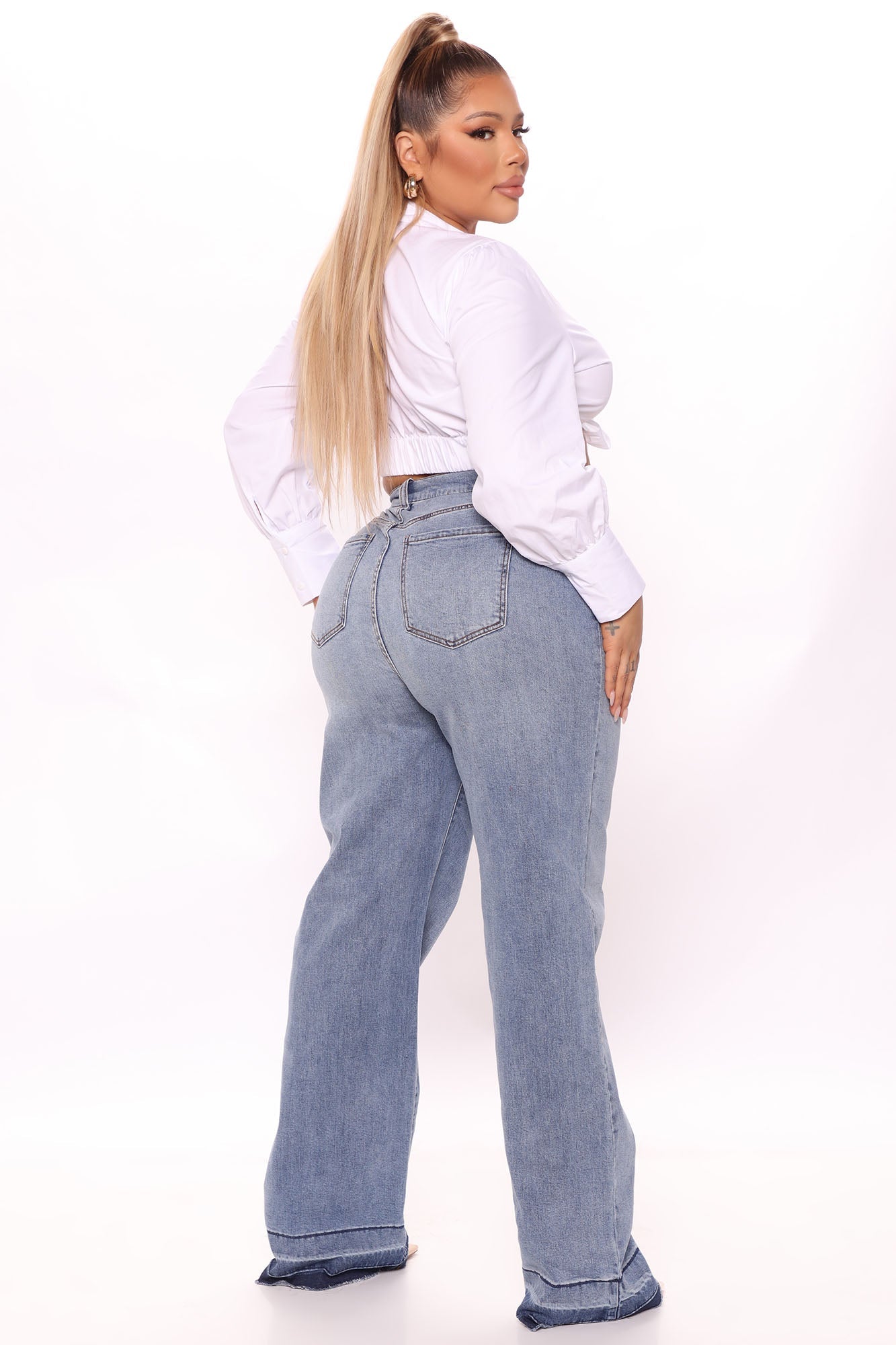 Be Free Release Hem Straight Leg Jeans - Medium Blue Wash Ins Street