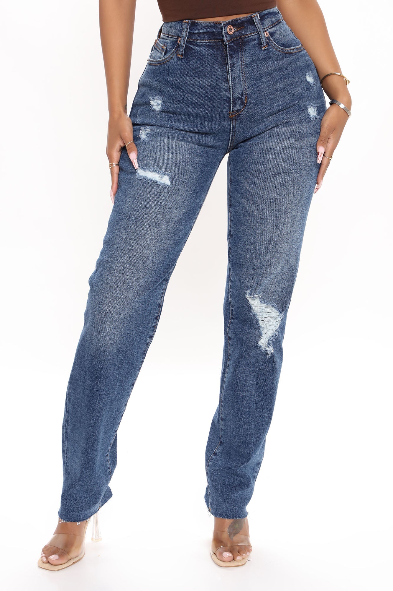 Survival Of The Fittest Ripped Boyfriend Jeans - Dark Wash Ins Street