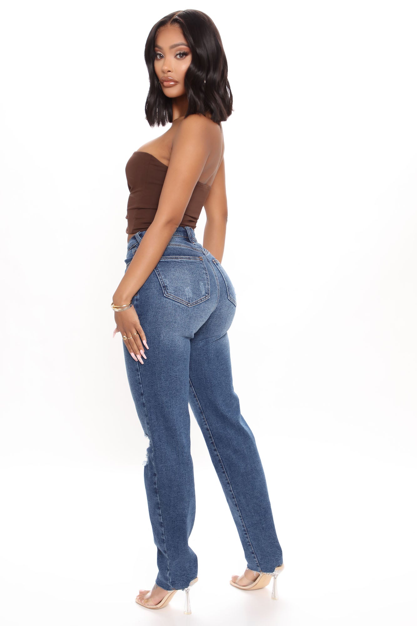 Survival Of The Fittest Ripped Boyfriend Jeans - Dark Wash Ins Street