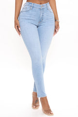 Back To The Beginning Stretch Ankle Jeans - Light Blue Wash Ins Street